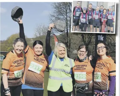  ?? ?? CAPS IN HAND: Sowerby Bridge Snails’ runners at the Flat Caps 10k. Picture: Woodentops. Inset: Stainland Lions are pictured at the Wardle Skyline race.