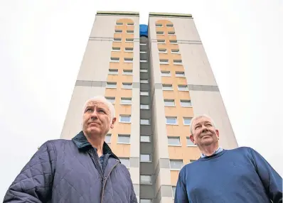  ?? ?? Assurances Council candidates Martin Dowey and Iain Campbell pledge to save flats after election