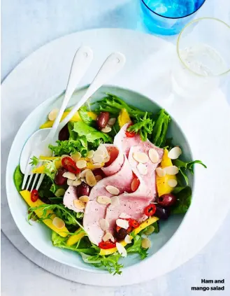  ??  ?? Ham and mango salad “The ham and mango salad captures the flavours of summer.”
