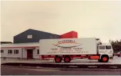  ??  ?? Left: David Windmill chats with Booker chief executive Charles Bowen Above: McConnell Salmon lorry