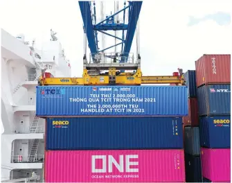  ?? ?? TCIT exceeds 2,000,000 TEUs of yearly throughput volume twice continuous­ly