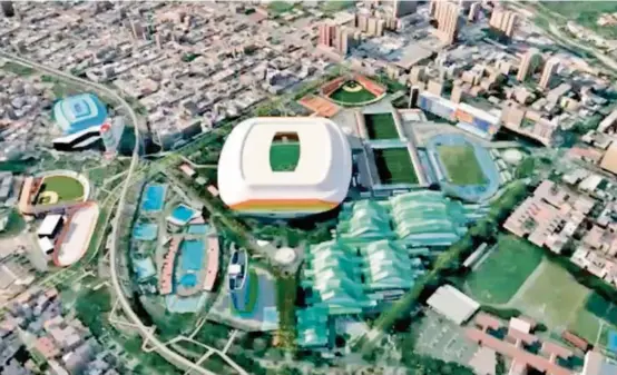  ?? FOTO ?? Este es un render de cómo quedarán el estadio Atanasio Girardot y la unidad deportiva con la remodelaci­ón.