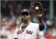  ?? CHARLES KRUPA - THE ASSOCIATED PRESS ?? Boston Red Sox first baseman Hanley Ramirez during a baseball game at Fenway Park Thursday in Boston.