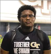  ?? KEN SUGIURA/KEN.SUGIURA@AJC.COM ?? Alpharetta High offensive lineman Elias Cloy is rated a three-star prospect by Rivals who’s versatile and still developing.