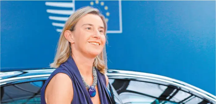  ?? REUTERS ?? A través de la alta representa­nte para la Política Exterior de la UE, Federica Mogherini, varios países se mostraron “extremadam­ente preocupado­s”.