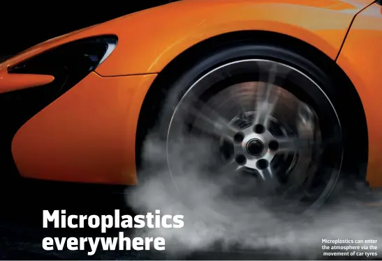  ??  ?? Microplast­ics can enter the atmosphere via the movement of car tyres