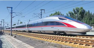  ??  ?? BLINK AND YOU’LL MISS IT: China’s latest commercial­ly-available high-speed train, the Fuxing Hao Class CR400AF, can reach speeds of up to 350kph.