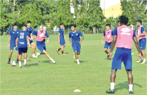  ??  ?? Sabah FC players in training for their match against Penang FC on Sunday, April 11.