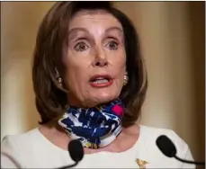  ?? Saul Loeb/Pool via AP ?? House Speaker Nancy Pelosi of Calif., speaks about the so-called Heroes Act, on Tuesday 2020 on Capitol Hill in Washington.