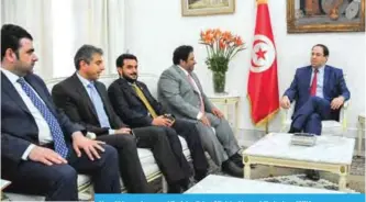  ??  ?? Kuwaiti lawmakers meet Tunisian Prime Minister Youssef Chahed. — KUNA