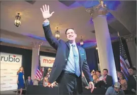  ?? Joe Raedle Getty Images ?? SEN. MARCO RUBIO announced his presidenti­al bid in Miami. “The time has come for our generation to lead the way toward a new American century,” he said.