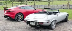  ?? PHOTOS: PETER BLEAKNEY / DRIVING ?? The 2018 Jaguar F-Type SVR alongside the 1974 Jaguar E-Type, a true classic.