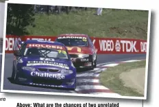  ??  ?? Above: What are the chances of two unrelated David John Parsons teaming up to drive together at Bathurst? Below: Racing at the 2014 Muscle Car Masters.