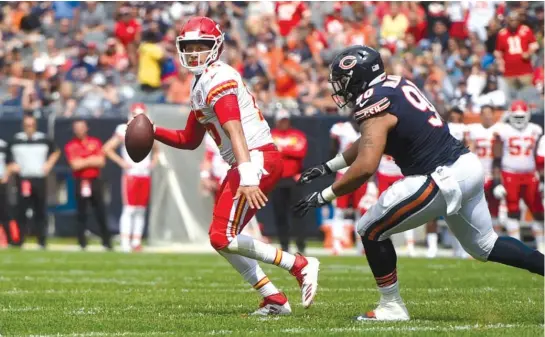  ?? ANNIE RICE/AP ?? Chiefs coach Andy Reid had no qualms about playing starting quarterbac­k Patrick Mahomes. ‘‘Every rep that Patrick gets is a positive rep,’’ Reid said.