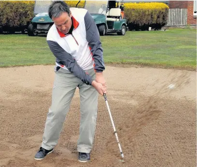  ??  ?? Getting out Make sure you hit right through the shot taking the sand before the ball. Try and get the sand to reach the green before the ball does