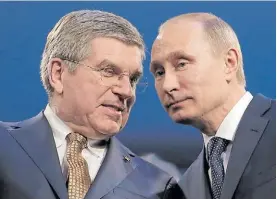  ?? ?? Otros tiempos. Bach y Putin, en los Juegos de Invierno de Sochi 2014.AP