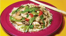  ?? LINDA GASSENHEIM­ER / TNS ?? Moo Goo Gai Pan is an English transliter­ation of “moh gu gai pin,” which literally means plate of chicken and mushrooms.