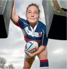  ?? GETTY IMAGES/STUFF ?? Left, Amy Cokayne on the charge for England in the World Cup semifinal last weekend. Right, Cokayne as a student at Feilding High School in 2013.