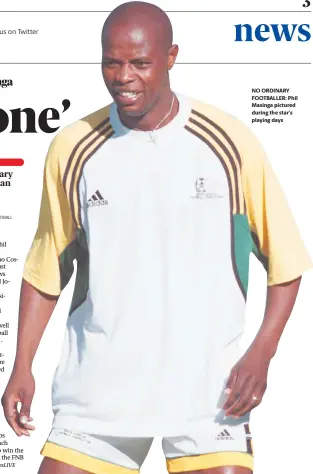  ??  ?? NO ORDINARY FOOTBALLER: Phil Masinga pictured during the star’s playing days