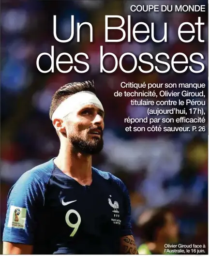  ??  ?? Olivier Giroud face à l’Australie, le 16 juin.