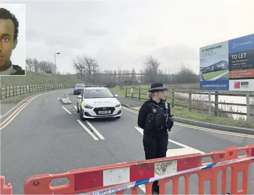  ?? PHOTOGRAPH­S: DAVE BETTS ?? The body of Hashim Awad, above, was found in water off Boundary Road, Avonmouth, in March; right and below, police at the scene, a trading estate