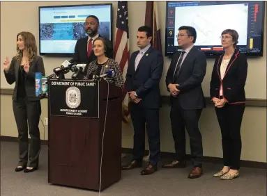  ?? RACHEL RAVINA —- MEDIANEWS GROUP ?? Montgomery County Commission­ers’ Chairwoman Dr. Valerie Arkoosh updates the press on the coronaviru­s COVID-19 disease situation Wednesday afternoon.