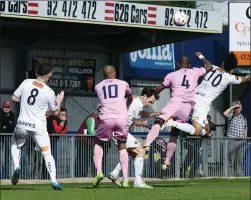  ??  ?? LEVELLER LEWIS: Theo Lewis, right, equalises for Havant