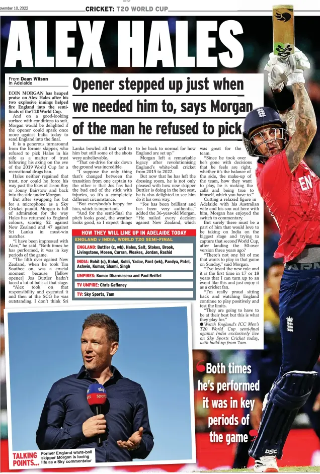  ?? ?? TALKING POINTS...
Former England white-ball skipper Morgan is loving life as a Sky commentato­r