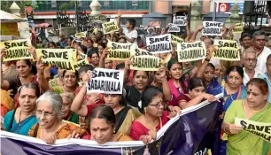  ?? PTI ‘namajapa’ ?? Devotees, mostly women, take part in the (chanting the name of deity Ayyappa) in Ernakulam on Sunday against the Supreme Court verdict on the entry of women of all ages into the Sabarimala temple. —