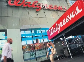  ?? SPENCER PLATT GETTY IMAGES ?? Shares of Walgreens and other pharmacy companies fell following Amazon’s latest acquisitio­n.