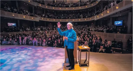  ?? ?? Dr Jane Goodall speaks at the Chan Centre, Vancouver, Canada. > Photo: Supplied/Catalin Mitrache