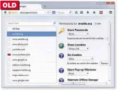  ??  ?? Firefox’s new online privacy settings are more confusing than the old Permission­s Manager OLD