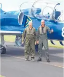  ?? ?? Levin man Frank Adams and Fighter Jets NZ chief pilot Craig Mossman.