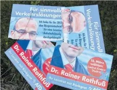  ?? FOTO: ROTHFUSS/AFD ?? Dass viele seiner Plakate zerstört seien, wirft AfD-Vorsitzend­er Rainer Rothfuß den Grünen vor.