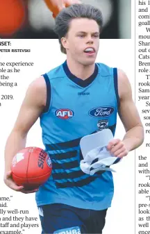  ??  ?? GOING PLACES: Oscar Brownless performs the sprint test during the recent AFL Draft Combine at Marvel Stadium. INSET: Brownless during a training session with the Cats late last season.