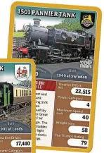  ?? ?? Cards from the new Severn Valley Railway Top Trumps game
