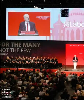  ??  ?? Corbyn addresses Labour conference