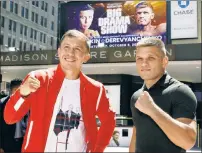  ?? AP ?? PUT ’EM UP: Gennady Golovkin, left, meets Sergiy Derevyanch­enko on Oct. 5 at Madison Square Garden.