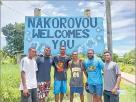  ?? Picture: ZIFIRAH VUNILEBA ?? Youngblood new group members Wise Delana (second from left) Frank Delana (fourth from left) and Samuela Tuinadi (far right) at Nakorovou Village in Rewa.