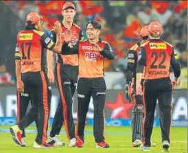  ?? AFP ?? With spinners like Rashid Khan (centre) and Shakib al Hasan, Sunrisers Hyderabad have the bowling to put any team in trouble.