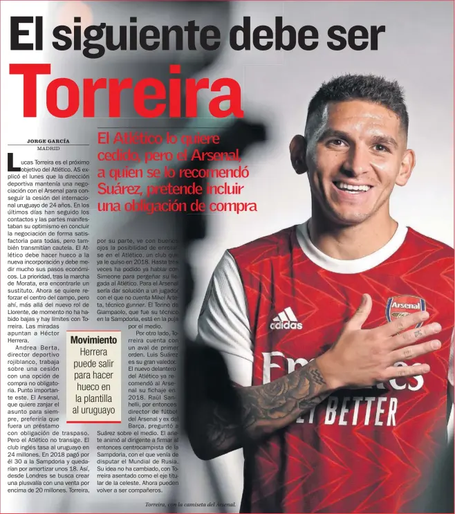  ??  ?? Torreira, con la camiseta del Arsenal.