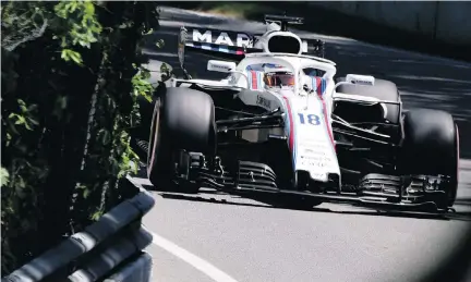  ?? PHOTOS: ALLEN MCINNIS ?? Williams driver Lance Stroll leans into a corner during qualifying at the Canadian Grand Prix in Montreal on Saturday. Although he exited early in the first lap of the race, Stroll has high hopes for the rest of the season.