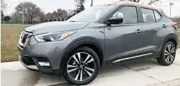  ?? ROBERT DUFFER/CHICAGO TRIBUNE ?? The 2018 Nissan Kicks SR crossover offers a loud, harsh ride but a well-equipped interior.