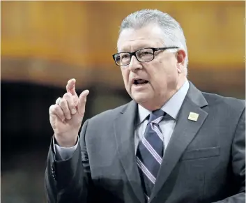  ?? THE CANADIAN PRESS FILES ?? Public Safety Minister Ralph Goodale says the federal government is anxious to legalize marijuana by next summer despite police services saying there’s zero chance they’ll be ready.