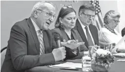  ?? ANDREW HARNIK/AP ?? Mexican Undersecre­tary to North America Jesus Seade Kuri, left, speaks at the Mexican Embassy in Washington on June 3.