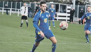  ??  ?? Joe Danby in action for Pickering Town