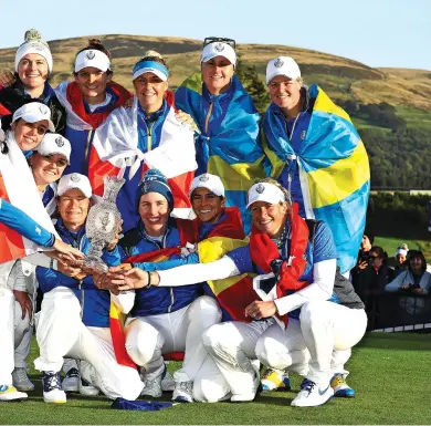  ??  ?? ABOVE Europe’s Solheim Cup team will be aiming to retain the trophy at Inverness Club in Ohio this September.