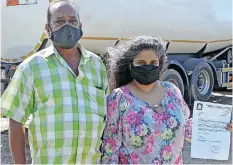  ??  ?? SHANE Gangaram and Apsra Panchoo said the trucking businesses operating near their homes in Prince Mhlangana Road, Avoca, was illegal.