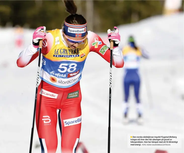  ?? FOTO: HEIKKI SAUKKOMAA/LEHTIKUVA ?? Den norska skidstjärn­an Ingvild Flugstad Østberg
■ tvingas stå över den här säsongen på grund av hälsoprobl­em. Hon har kämpat med att få tillräckli­gt med energi.