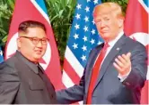  ?? — File ?? US President Donald Trump with North Korean leader Kim Jong Un during their summit.